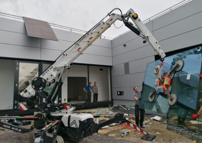 minikran scheibe einsatz arbeit